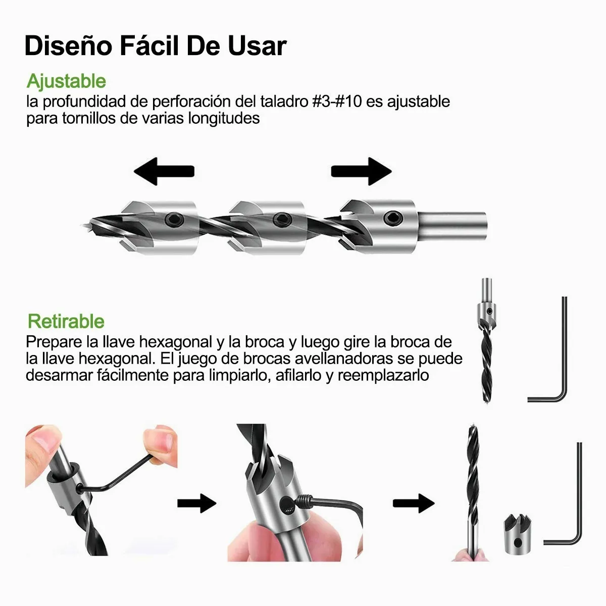 Kit Taladro Avellanador De Paso Redondo Broca Accesorios 26 Pcs