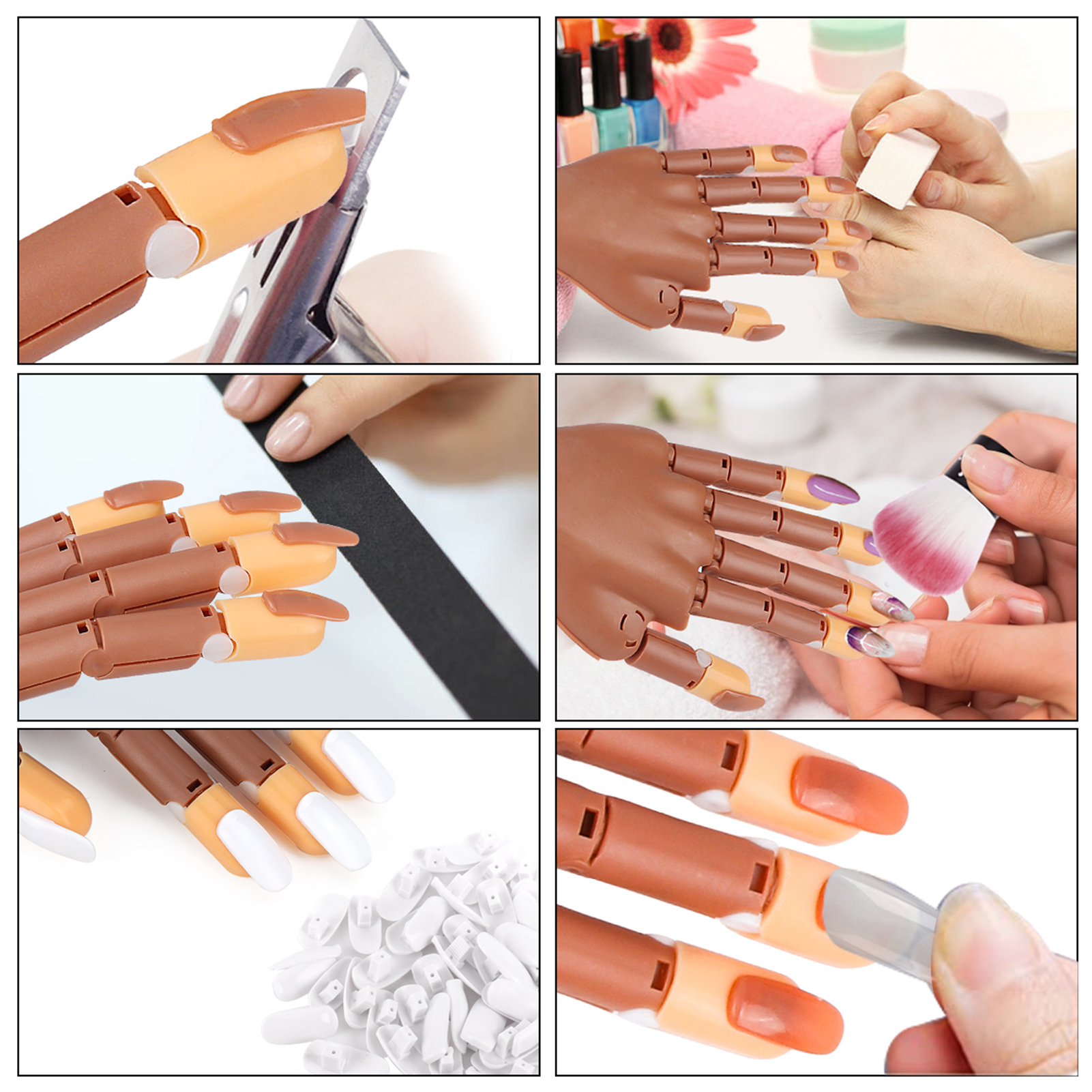 Mano Articulada Para Practica De Uñas Flexible Manicure