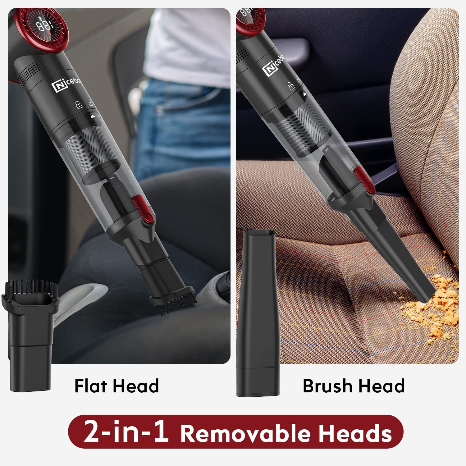 Aspiradora de Mano Portatil sin Cable de succión de 15 KPA LED