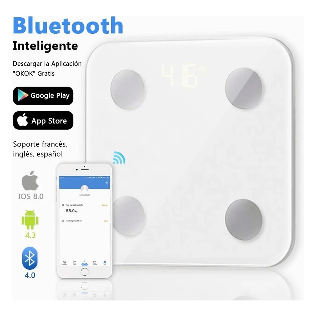 Báscula Inteligente Bluetooth Báscula Electrónica Baño App