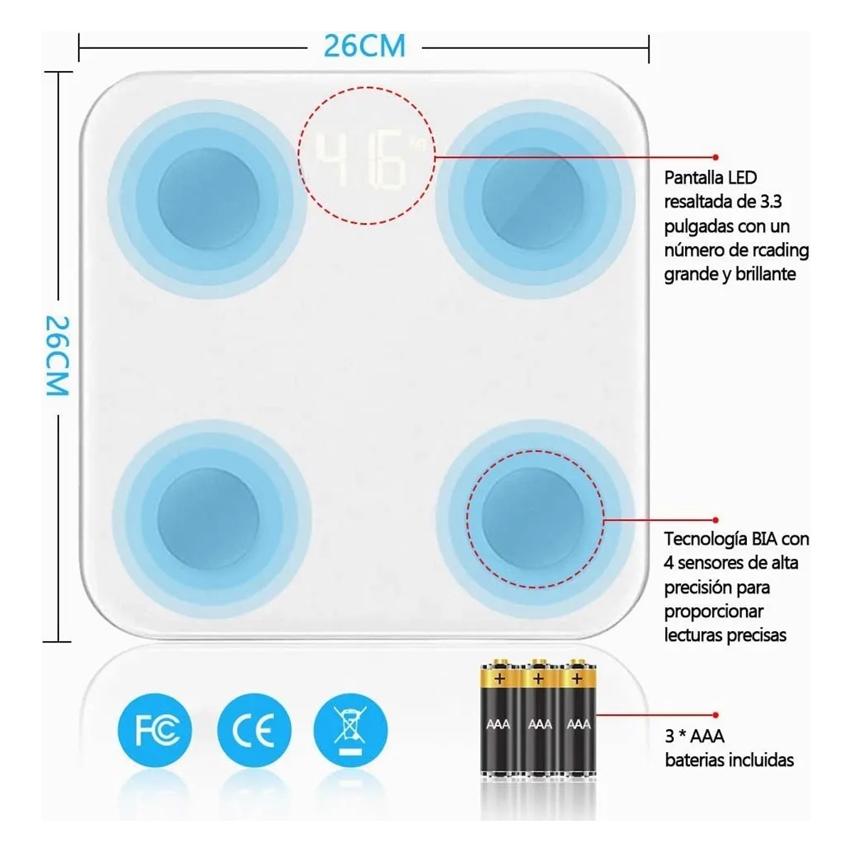 Báscula Inteligente Bluetooth Báscula Electrónica Baño App