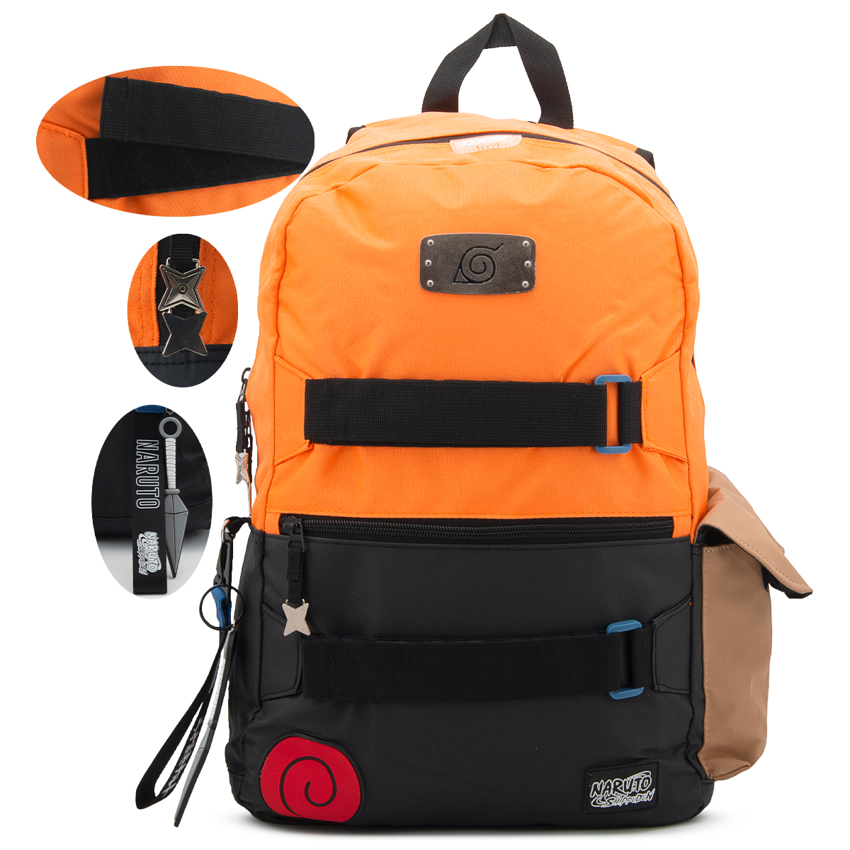 Mochila Naruto Shippuden Edición Especial Uzumaki  Naranja con Porta Laptop