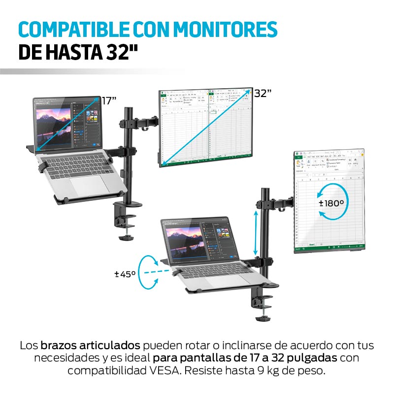 Soporte para Monitor y Base para Laptop Ajustable Redlemon