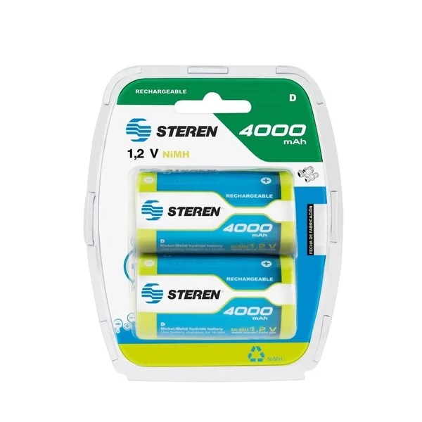 Paquete De 2 Pilas Recargables D Nimh 4000 Mah Steren