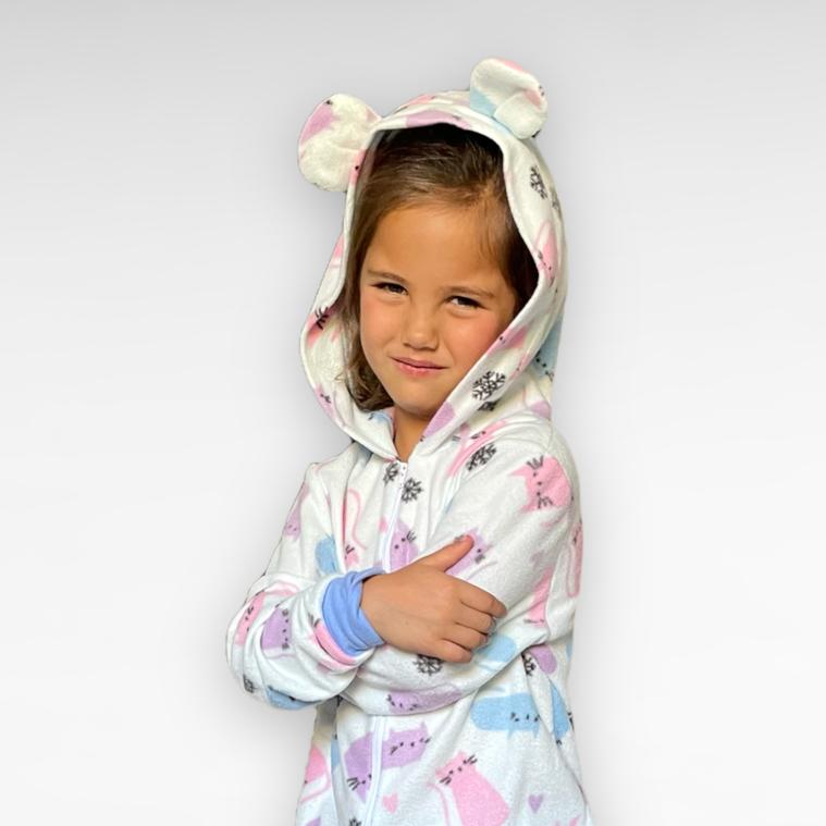 Pijama Mameluco Niño Niña Suave Cómodo Caliente Gatos Lyndo