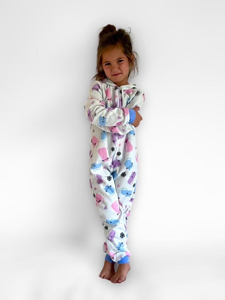 Pijama Mameluco Niño Niña Suave Cómodo Caliente Gatos Lyndo