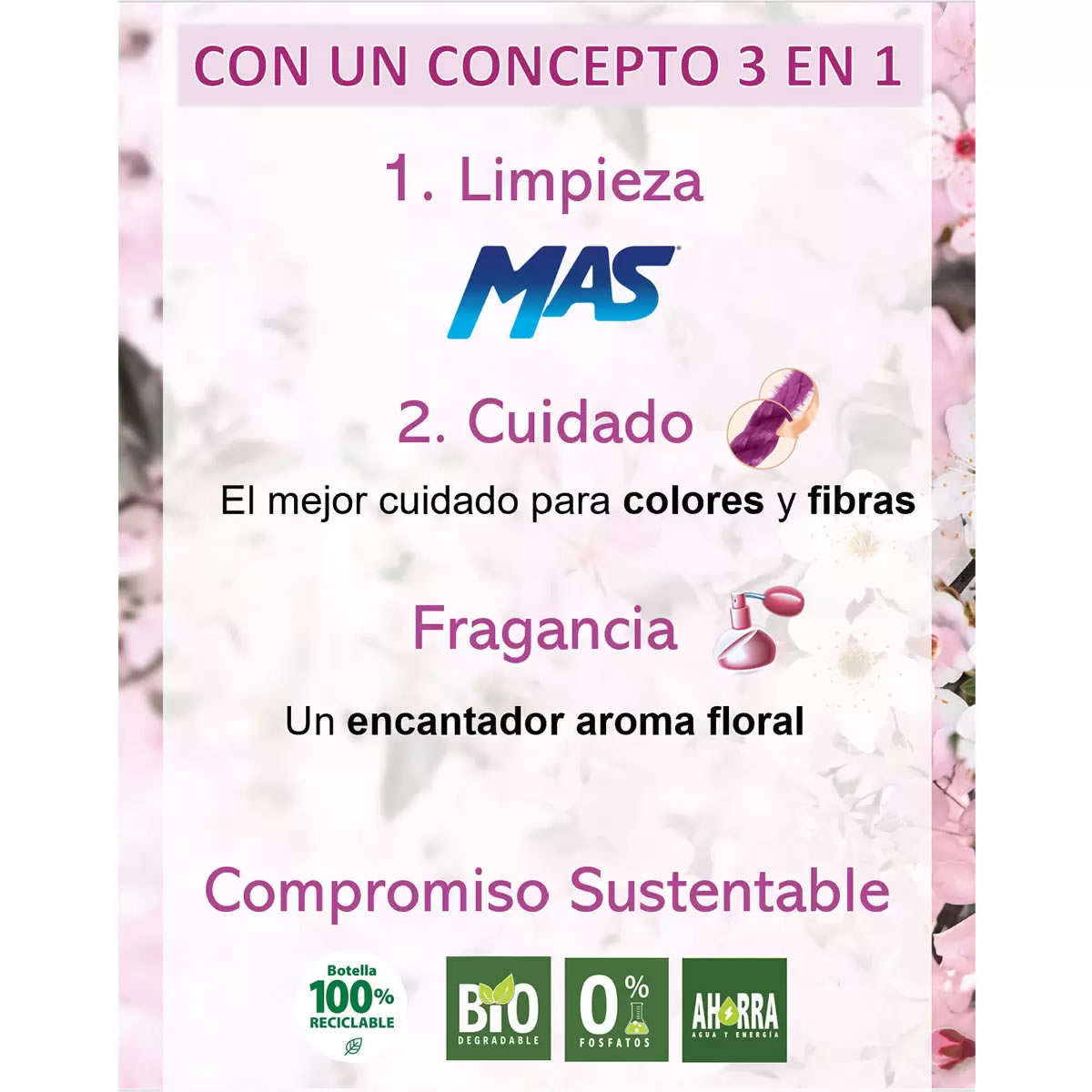 Detergente Líquido MAS Color Renueva Y Florece 667814 CST