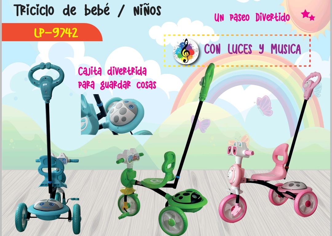 Triciclo de entrenamiento de equilibrio.  con baston desmontable alta calidad Premium