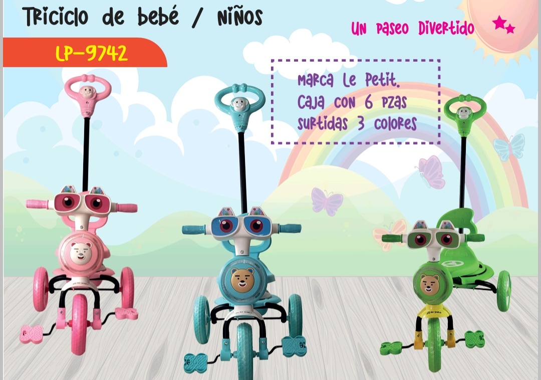 Triciclo de entrenamiento de equilibrio.  con baston desmontable alta calidad Premium