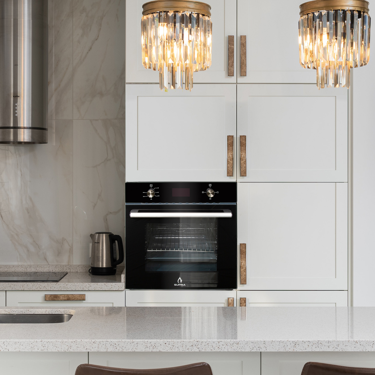 Horno Eléctrico Con Convección Empotrable Supra 56l Negro