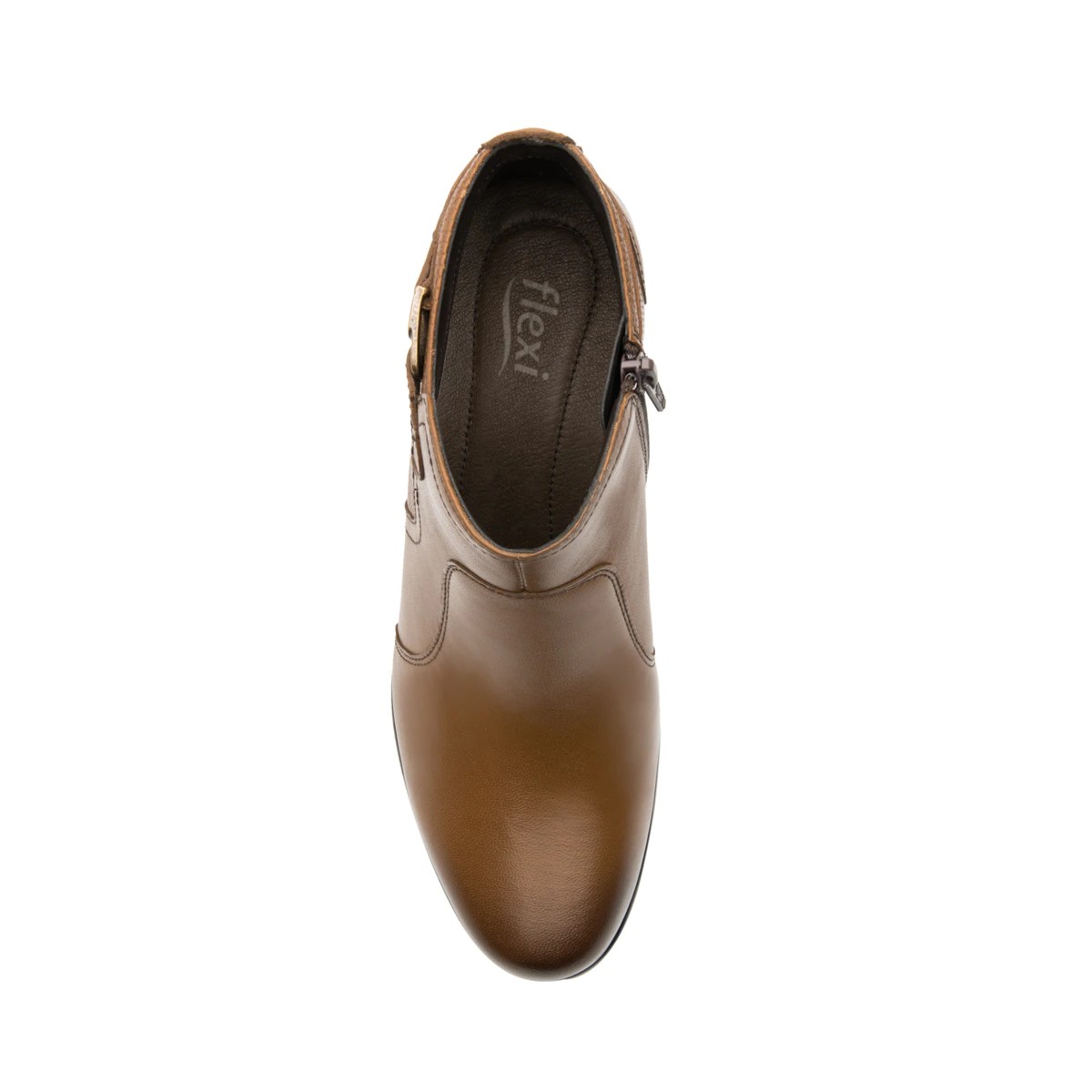 Botin Mujer Flexi 110407 Tan Tacon Ancho Piel Semivestir