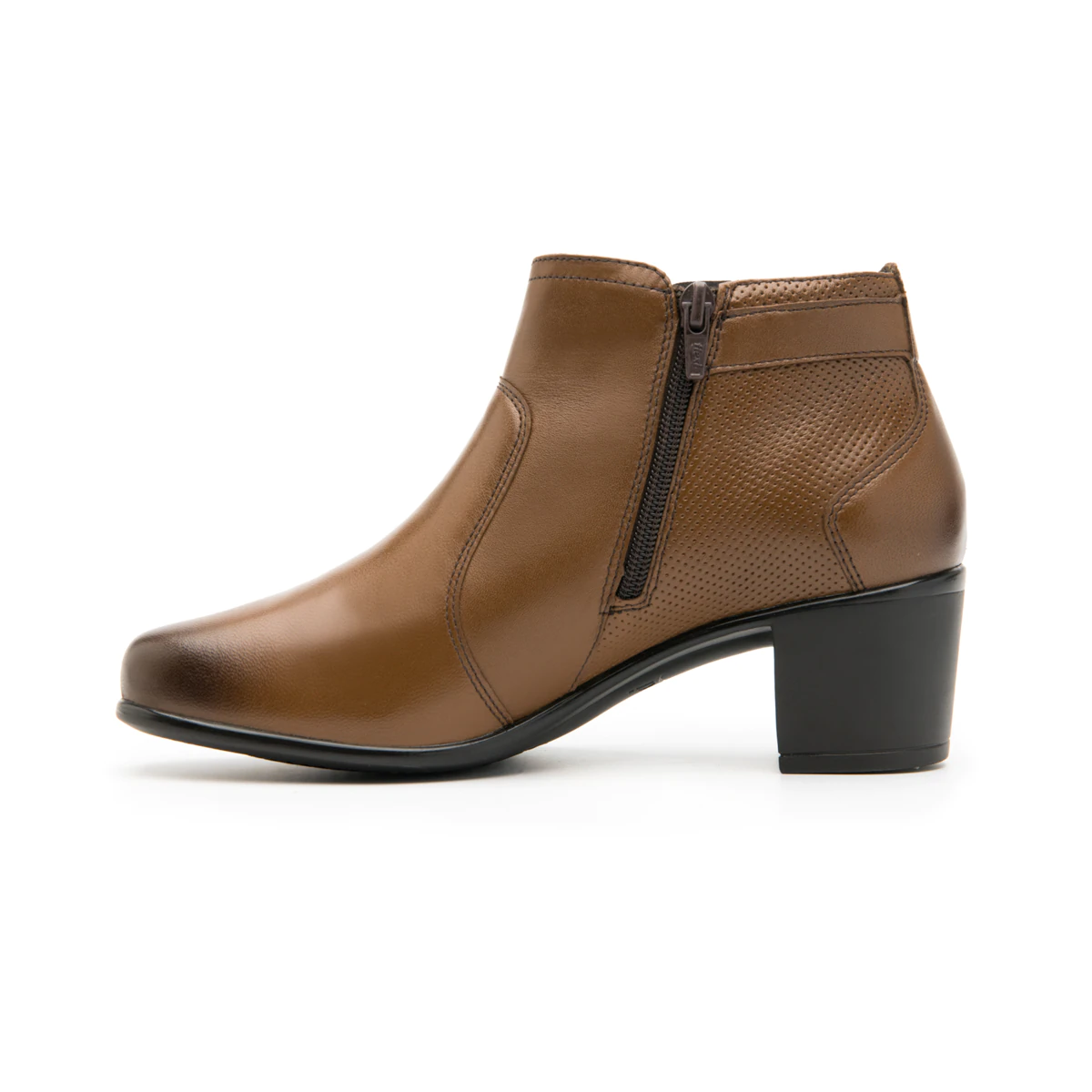 Botin Mujer Flexi 110407 Tan Tacon Ancho Piel Semivestir