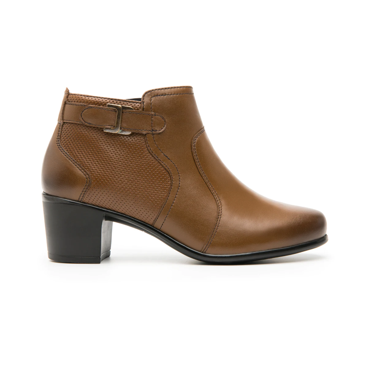Botin Mujer Flexi 110407 Tan Tacon Ancho Piel Semivestir
