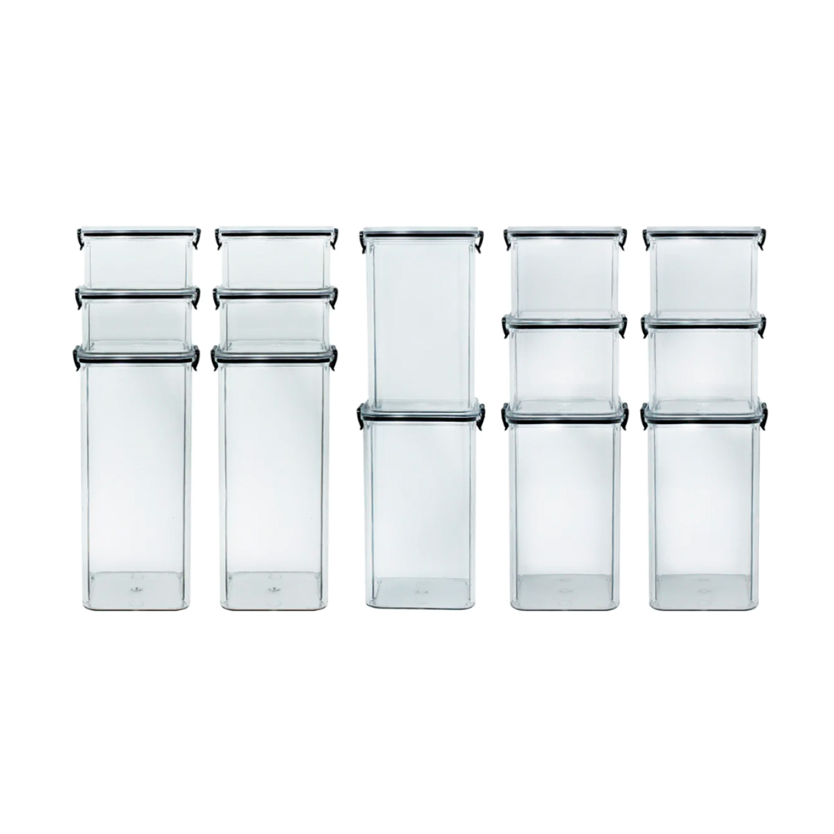 Set 14 Contenedores Herméticos Para Almacenamiento de Alimentos Cocina Tv Ofertas Transparente Tapa con broches de seguridad