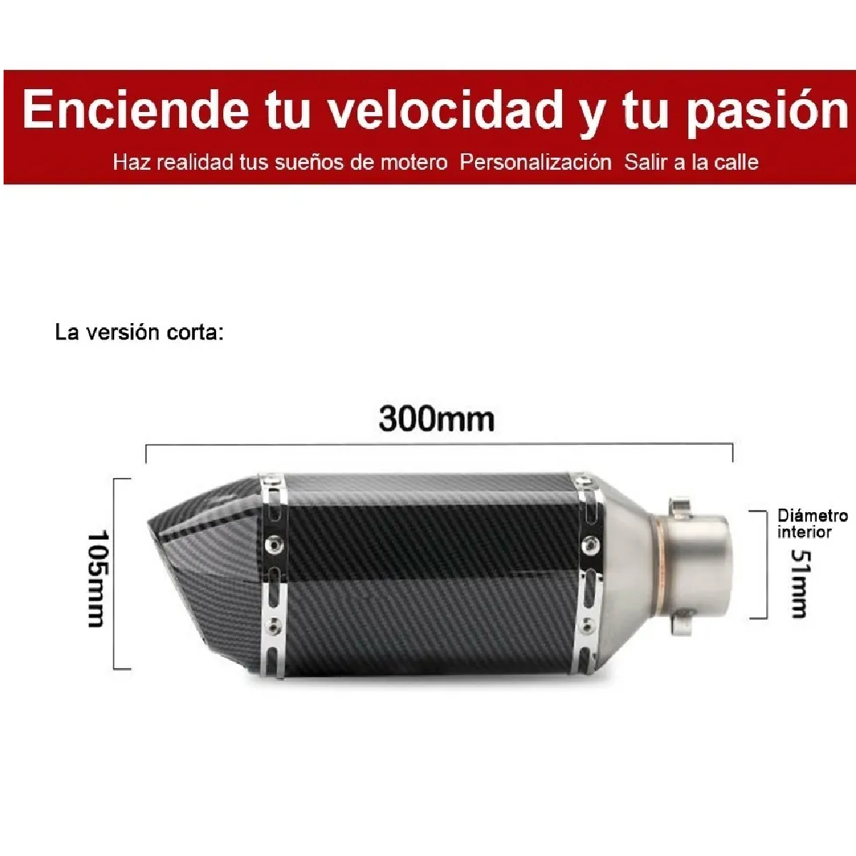 Pipa Silenciador De Escape Universal Para Motocicleta 51mm