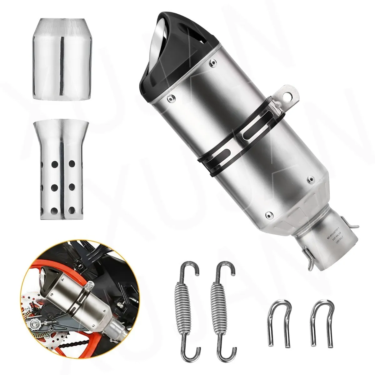 Escape Silenciador Para Moto Universal Plata 35-51mm