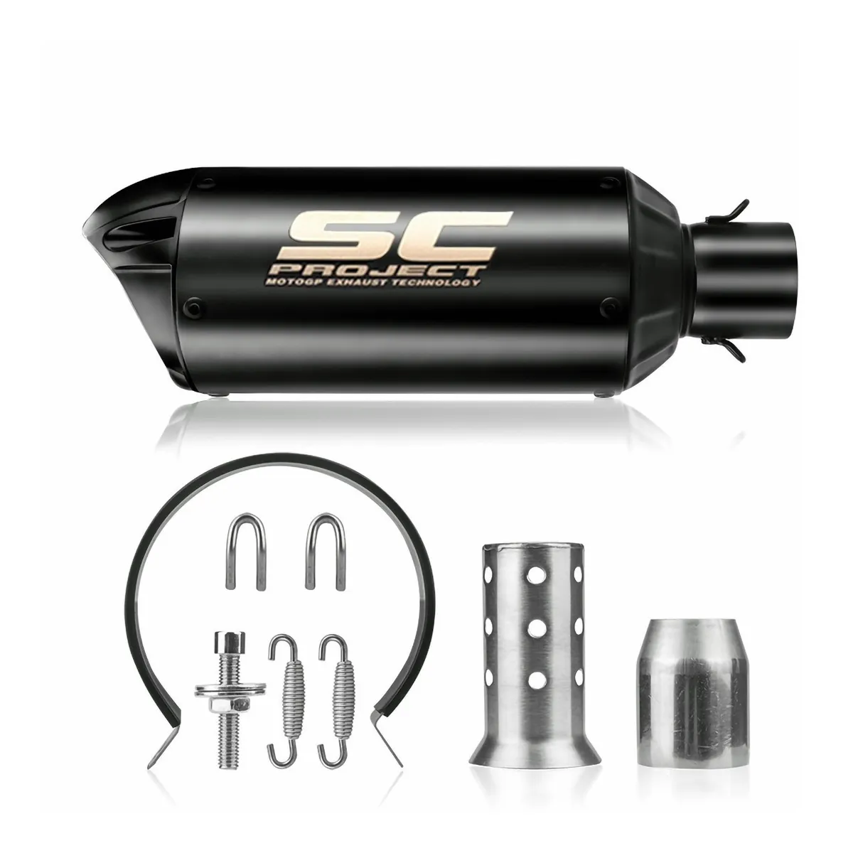 Silenciador De Escape Universal De 38-51 Mm Para Motocicleta Negro