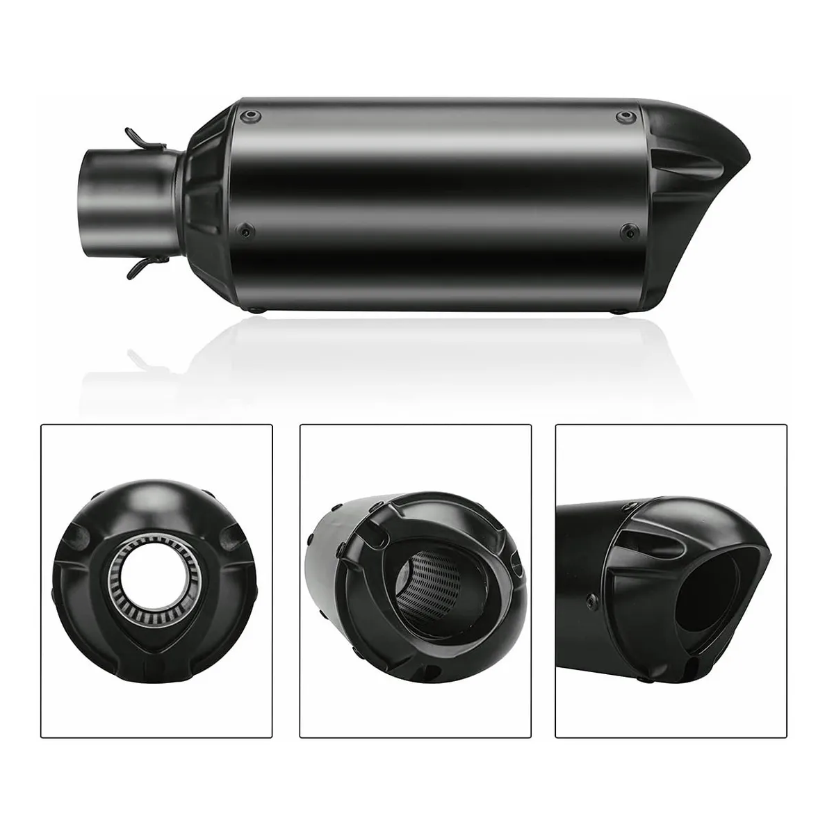 Silenciador De Escape Universal De 38-51 Mm Para Motocicleta Negro