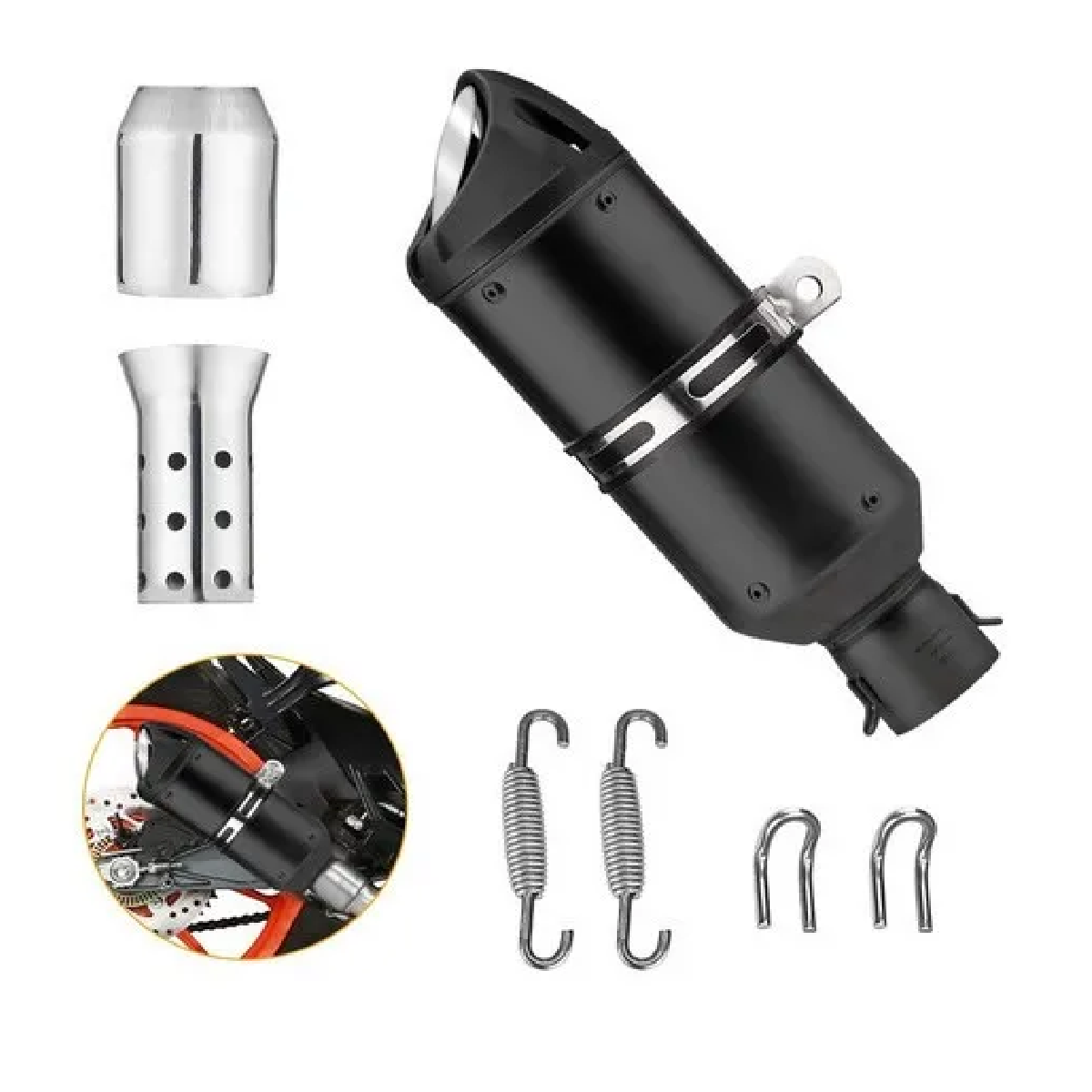 Silenciador De Escape Universal De 38-51 Mm Para Motocicleta Negro