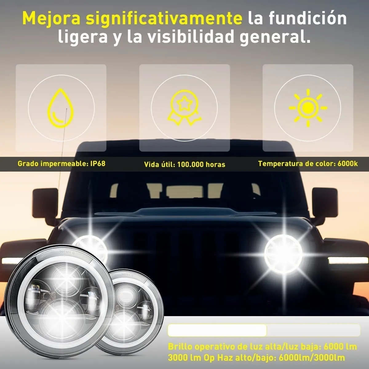 Faros Led Ojo Angel 7 Pulgadas Daymaker Para Harley Moto