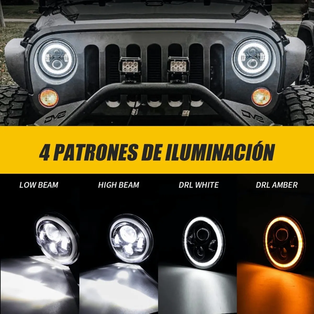 Faros Led Ojo Angel 7 Pulgadas Daymaker Para Harley Moto