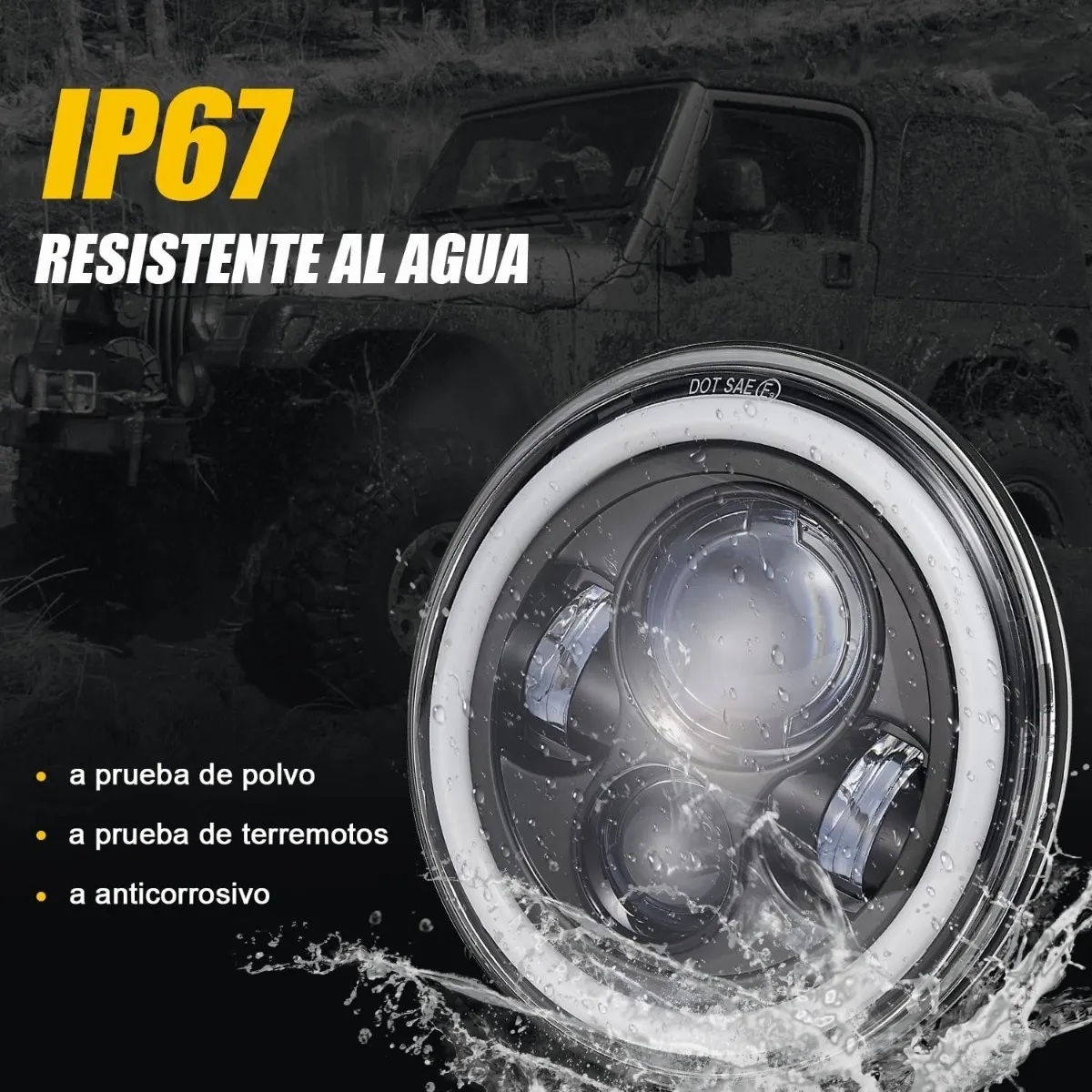 Faros Led Ojo Angel 7 Pulgadas Daymaker Para Harley Moto