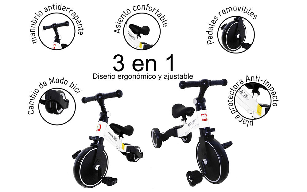 Triciclo y Bici de Balance para Niños 2 En 1 Azul BM Toys