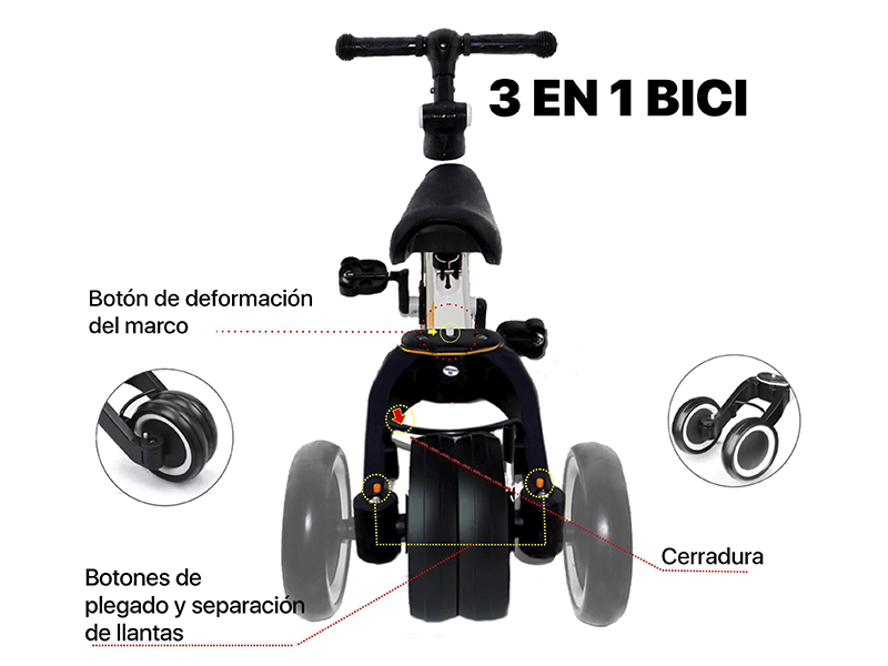 Triciclo y Bici de Balance para Niños 2 En 1 Azul BM Toys