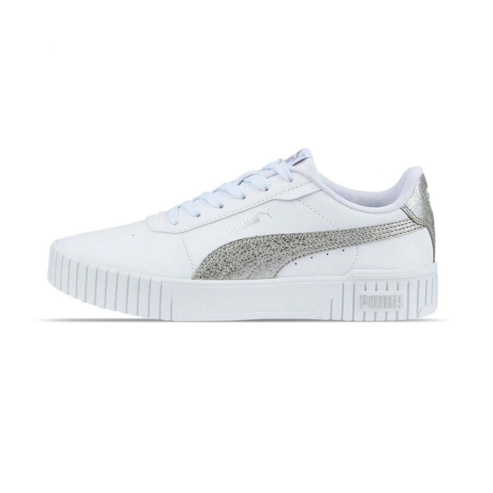 TENIS PUMA CARINA 2.0 DISTRESSED BLANCO-PLATA/MUJER 387622 02