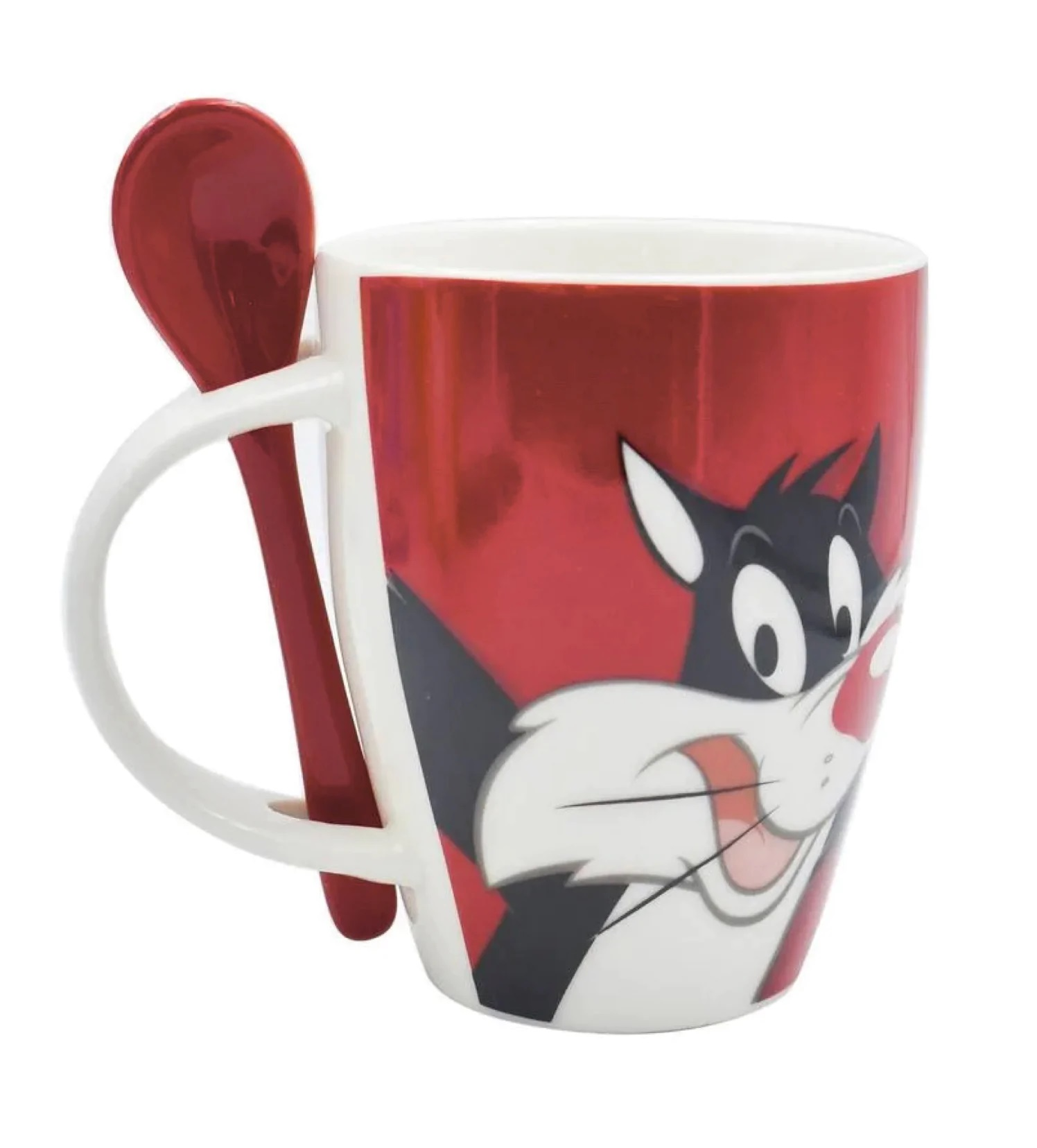 Looney Tunes Juego De 2 Tazas Con Cuchara De Pareja Piolin & Silvestre