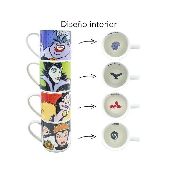 Villanas Disney Set De 4 Tazas Apilables Disney Villains