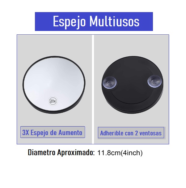 Espejo Adherible De Aumento 3x Maquillaje, Baño Ó Portátil