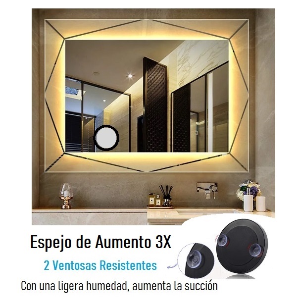 Espejo Adherible De Aumento 3x Maquillaje, Baño Ó Portátil