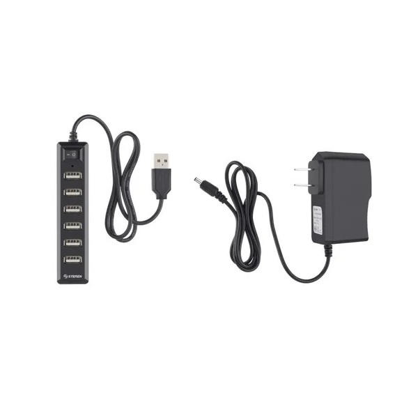 Hub Usb 7 Puertos Con Convertidor Voltaje Adicional Steren