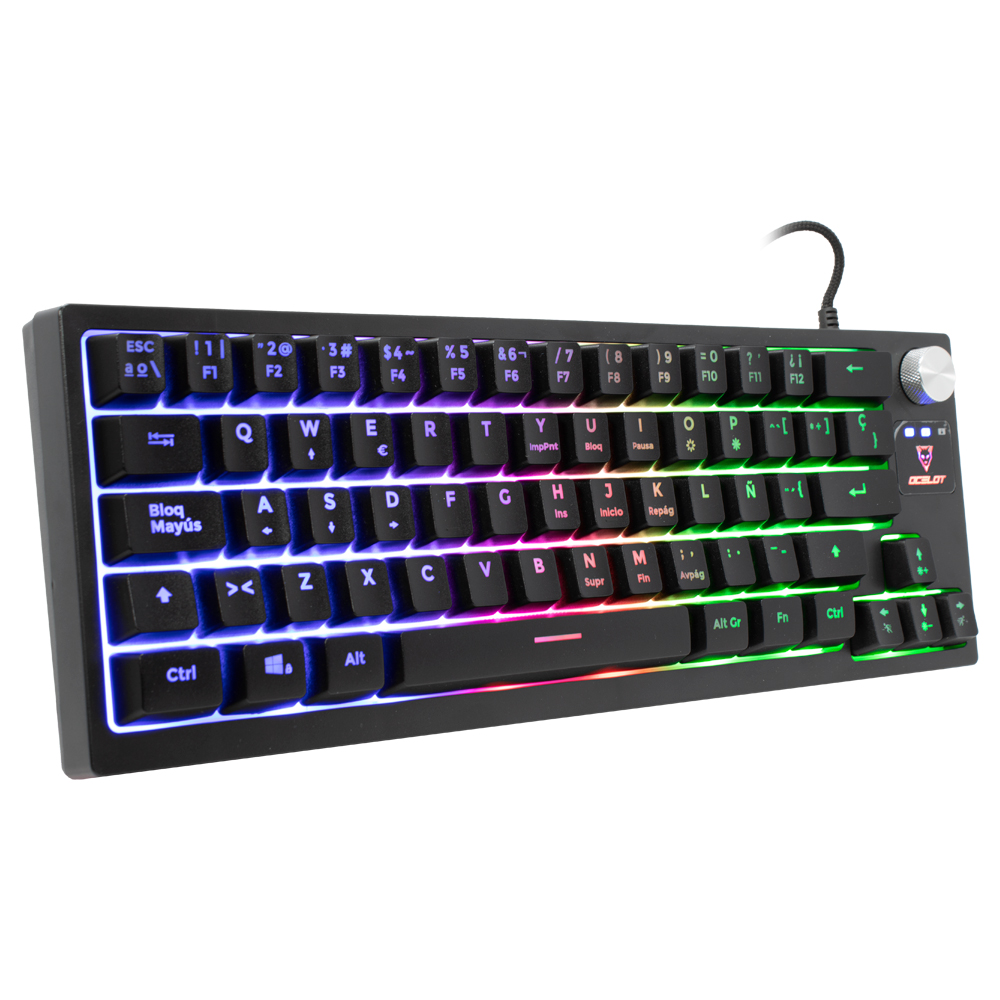 Teclado Ocelot Gaming OK-M60, de Membrana, USB, RGB, 60%, Negro.