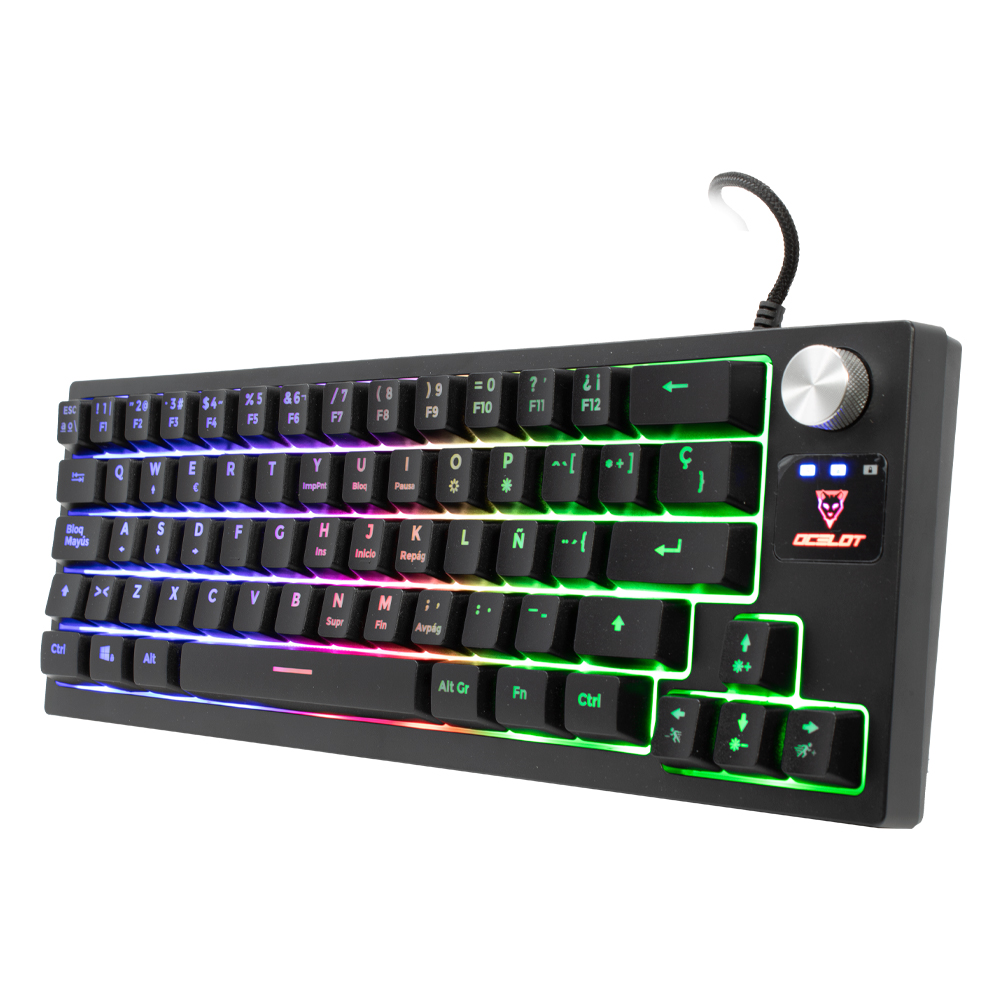 Teclado Ocelot Gaming OK-M60, de Membrana, USB, RGB, 60%, Negro.