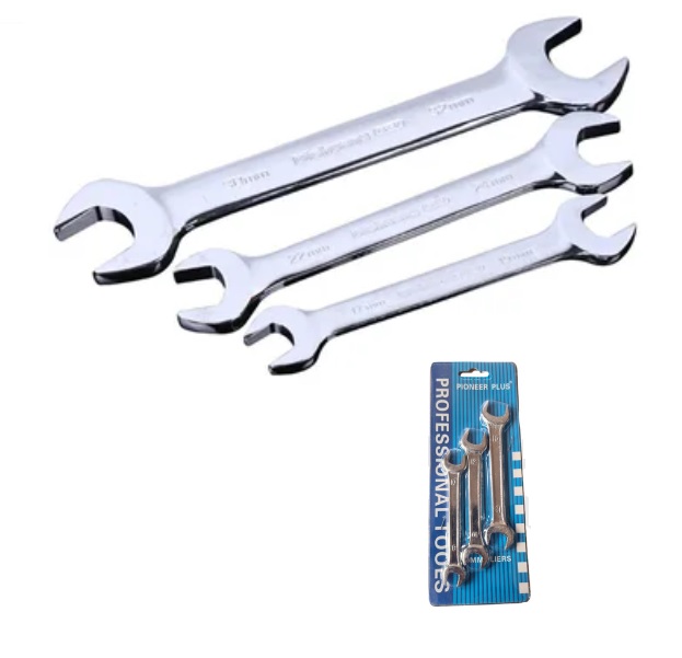 Set Portátil de 3 Llaves de Tuerca Plateada. Herramienta Profesional