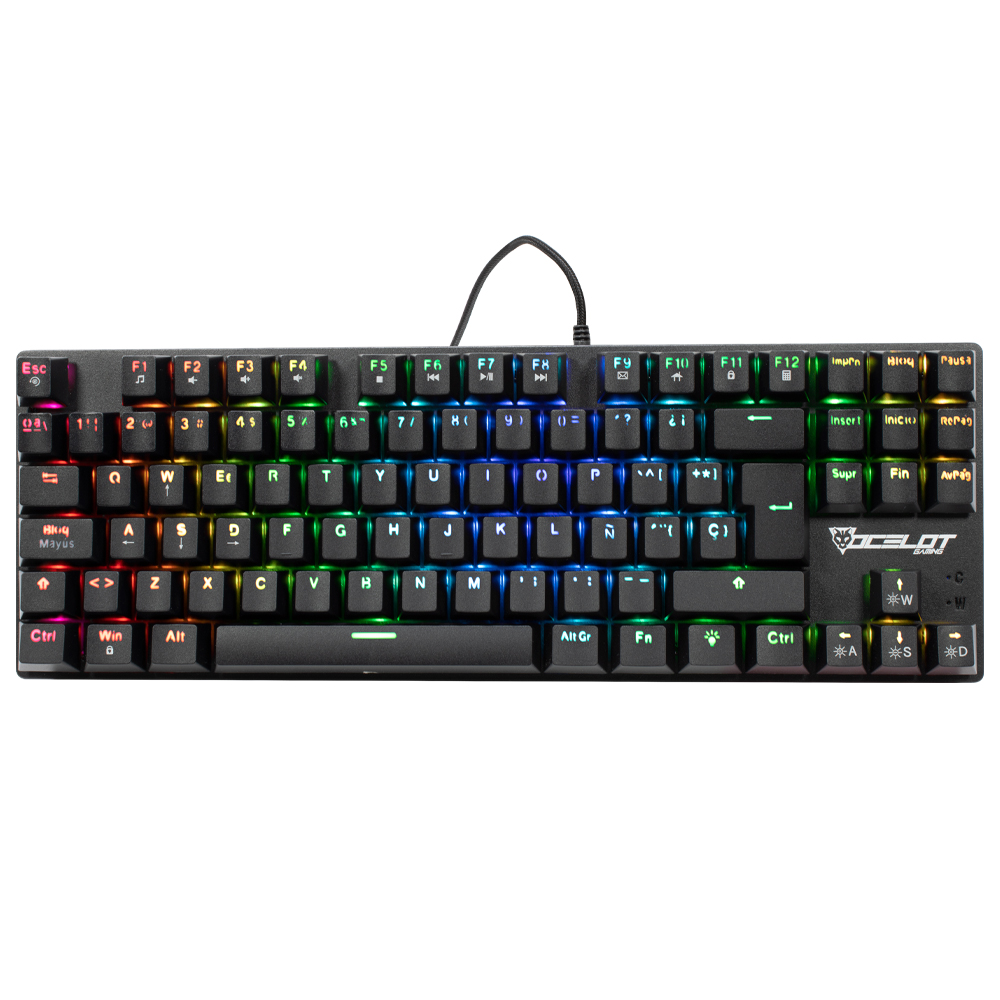 Teclado Ocelot Gaming OK-TKL2, Mecánico, USB, RGB, 80%, Negro.