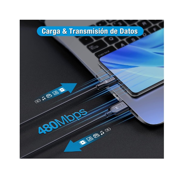 Cable Cargador V8 a USB 2.0, Cable micro usb Carga Rápida Cable USB a Micro USB Soporte QC3.0/2.0 para Xiaomi Redmi Note 5/5 Pro / 5A Galaxy S7 S6 J7 A7 Huawei P10 PS4 Tablets