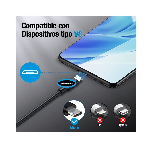 Cable Cargador V8 a USB 2.0, Cable micro usb Carga Rápida Cable USB a Micro USB Soporte QC3.0/2.0 para Xiaomi Redmi Note 5/5 Pro / 5A Galaxy S7 S6 J7 A7 Huawei P10 PS4 Tablets
