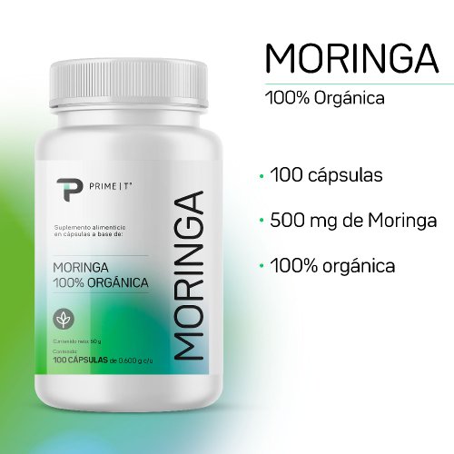 Moringa Organica Primetech 100 caps 600 mg c/u