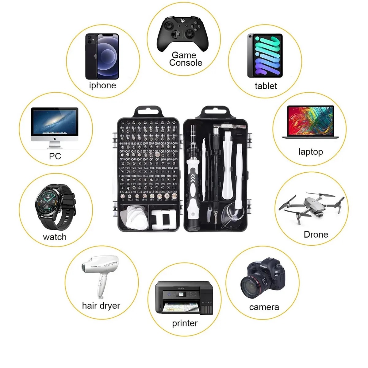 Kit De Desarmadores Y Herramientas De Precisión 115 Pzas