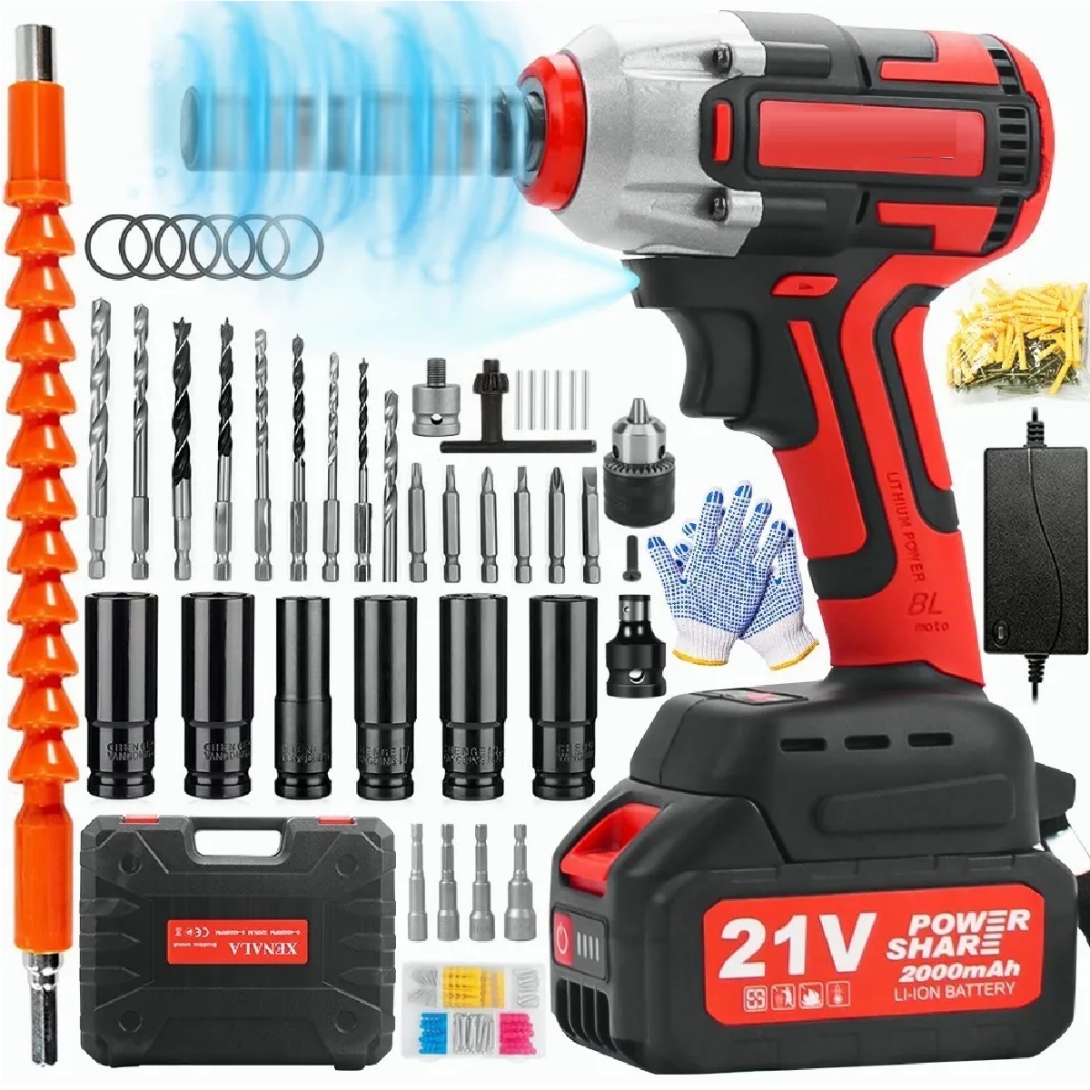 Pistola Impacto Eléctrico Llave Impacto Inalámbrica Con Caja