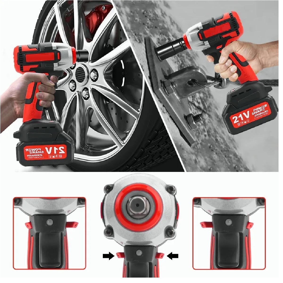 Pistola Impacto Eléctrico Llave Impacto Inalámbrica Con Caja