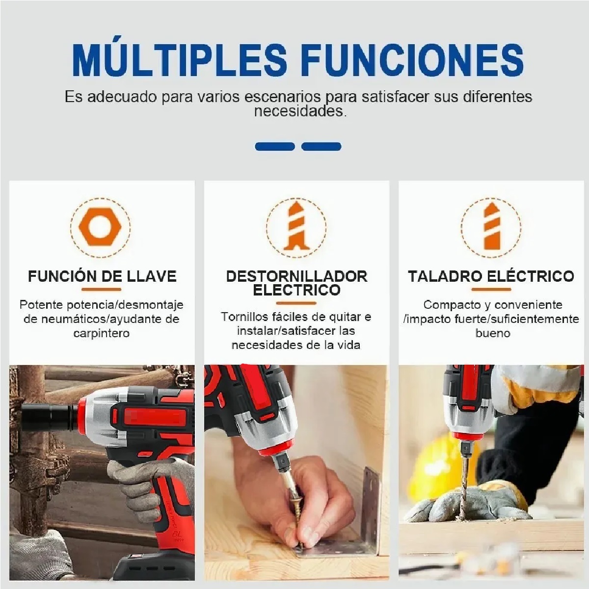 Pistola Impacto Eléctrico Llave Impacto Inalámbrica Con Caja