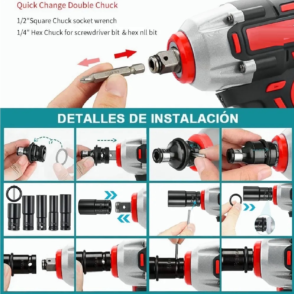 Pistola Impacto Eléctrico Llave Impacto Inalámbrica Con Caja