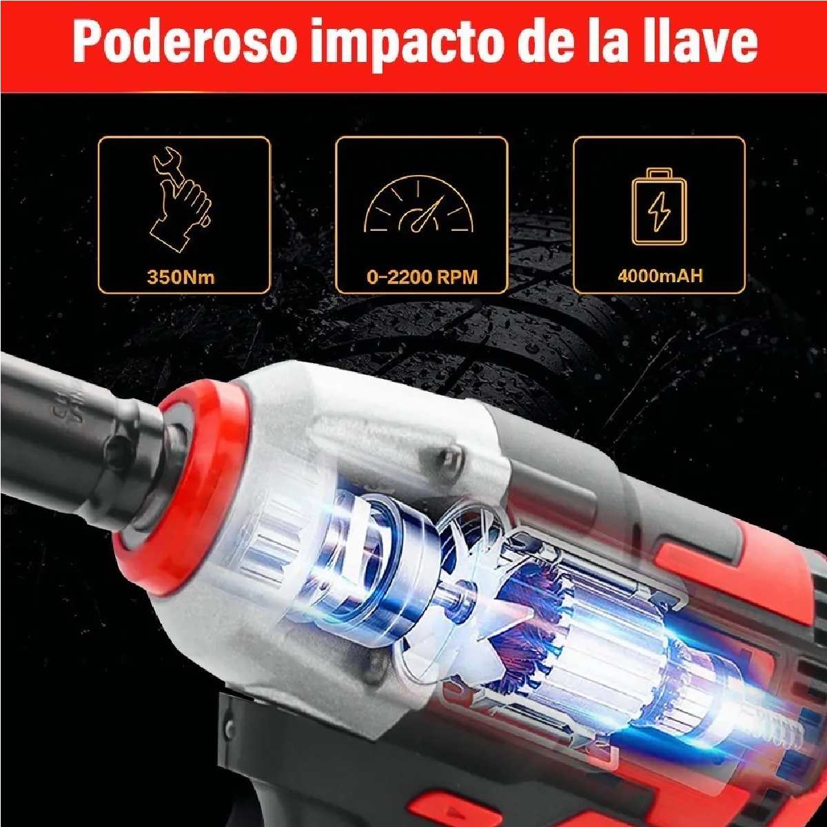 Pistola Impacto Eléctrico Llave Impacto Inalámbrica Con Caja