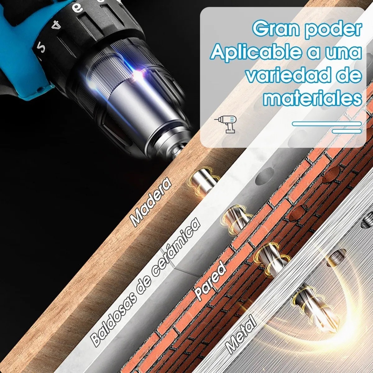 Taladro Atornillador Alto Impacto Inalámbrico Con Batería