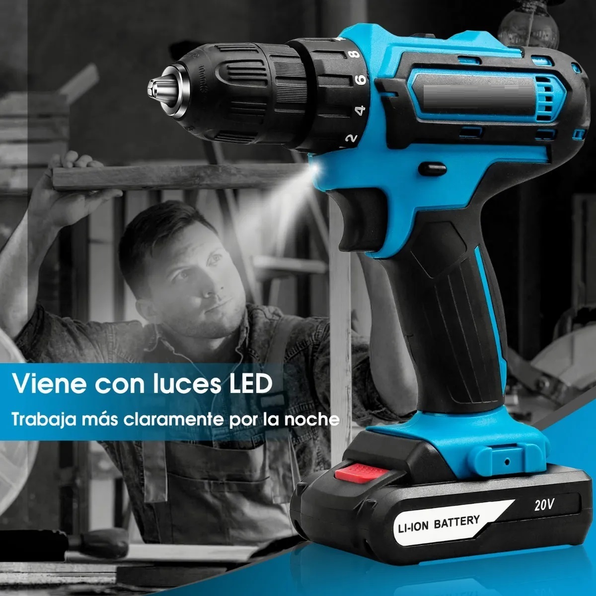 Taladro Atornillador Alto Impacto Inalámbrico Con Batería