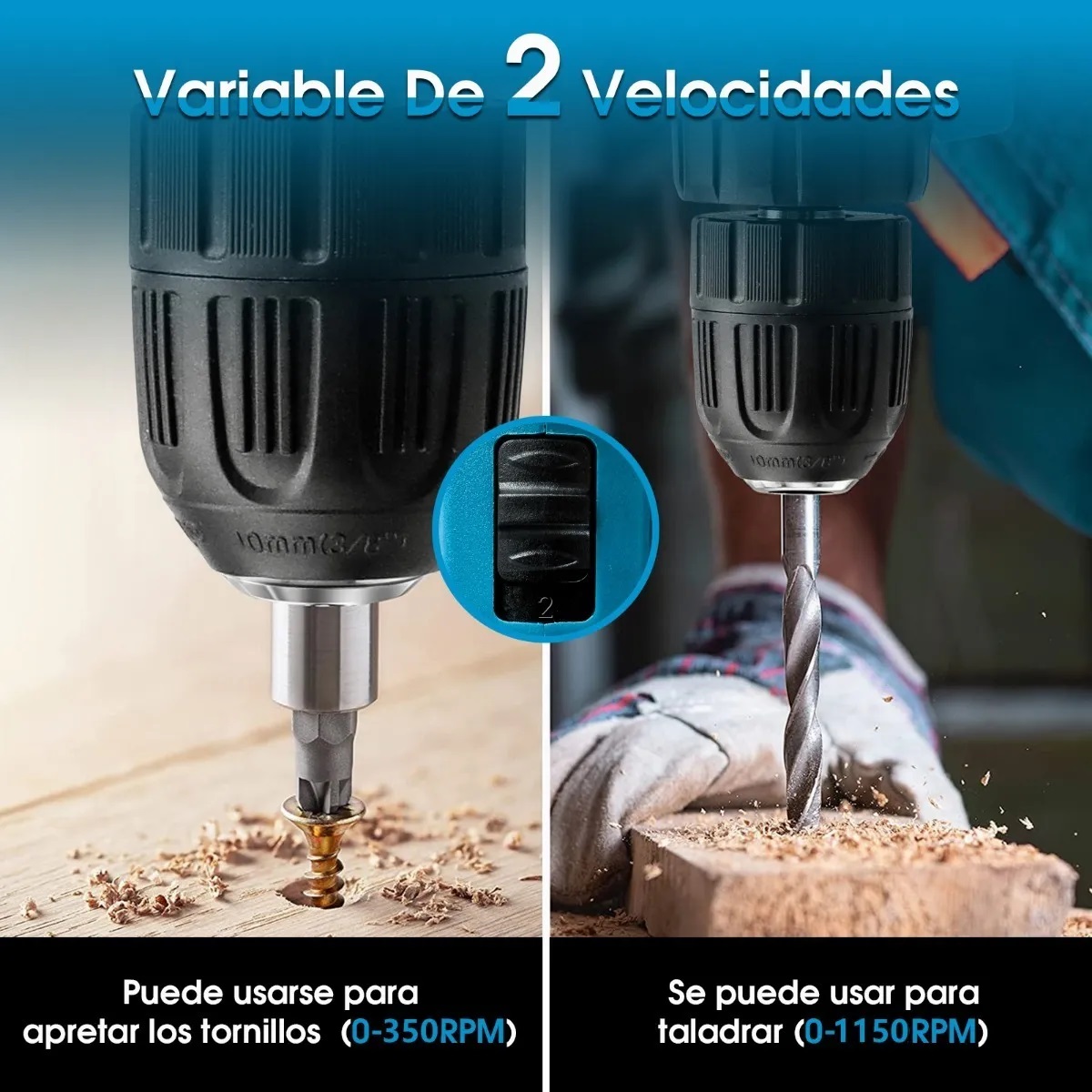 Taladro Atornillador Alto Impacto Inalámbrico Con Batería